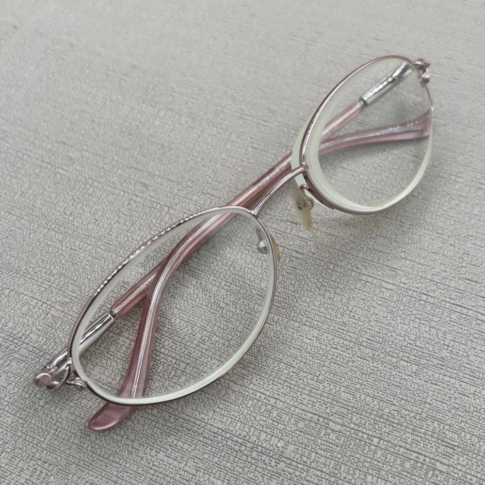 Tres Jolie 60 Blush Oval Eyeglass framed Metallic Pink 52-17-135 Y2K Coquette